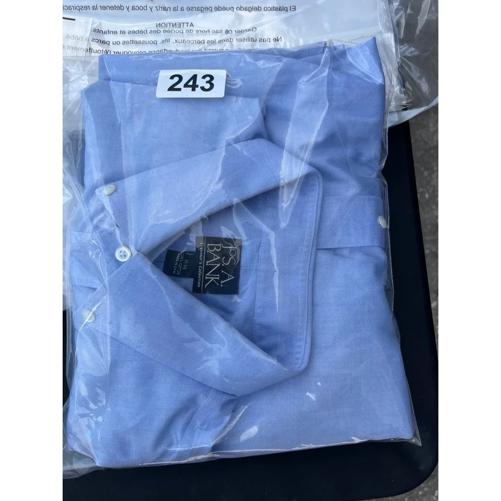 Jos. A. Bank Travelers Collection Light Blue Cotton Dress Shirt 17-34 Mens